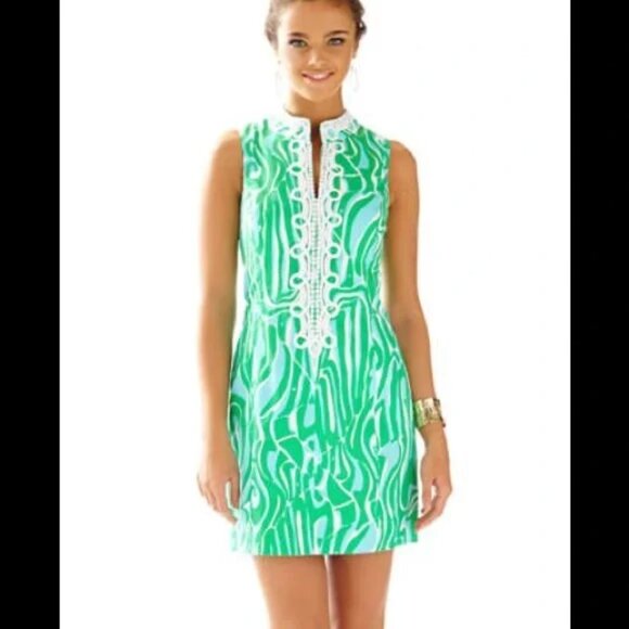 Lilly Pulitzer Preppy Alexa Shift Dress in Green Finders Keepers Sz 2 - Picture 1 of 10